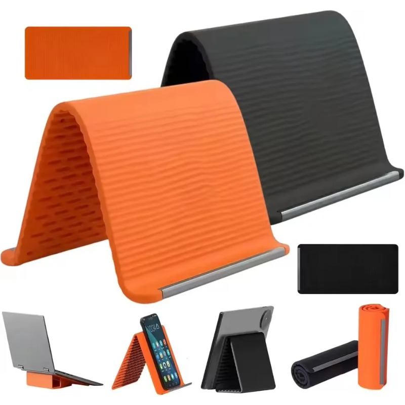 Laptop Extra Accessories - ที่วางโทรศัพท์ซิลิโคนแบบพับได้ ปรับระดับได้หลายมุม พกพาสะดวก สำหรับ iPhone, iPad,