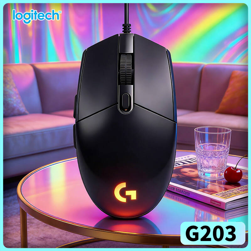 Logitech Mouse G203 - เมาส์เกมมิ่ง Logitech G203 LIGHTSYNC ความละเอียด 8000
