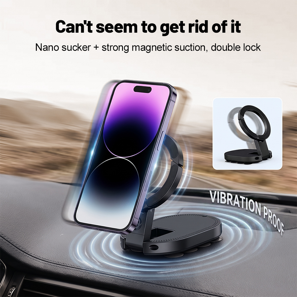 Laptop Extra Accessories - 360 ° ที่วางโทรศัพท์แม่เหล็กแบบหมุนได้ 3-in-1 พร้อมถ้วยดูด ปรับมุมได้หลายทิศทาง
