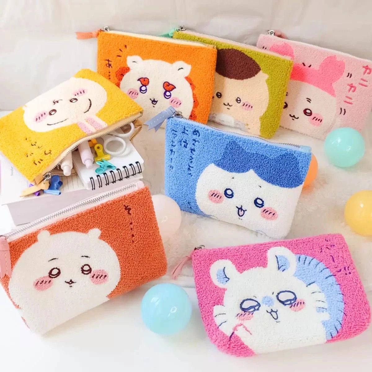 Laptop Accessories Cute - กระเป๋าใส่เครื่องสำอางลายการ์ตูนชิคคาวะ จิยิ คาวะ น่ารัก ขนปุย ปักลาย