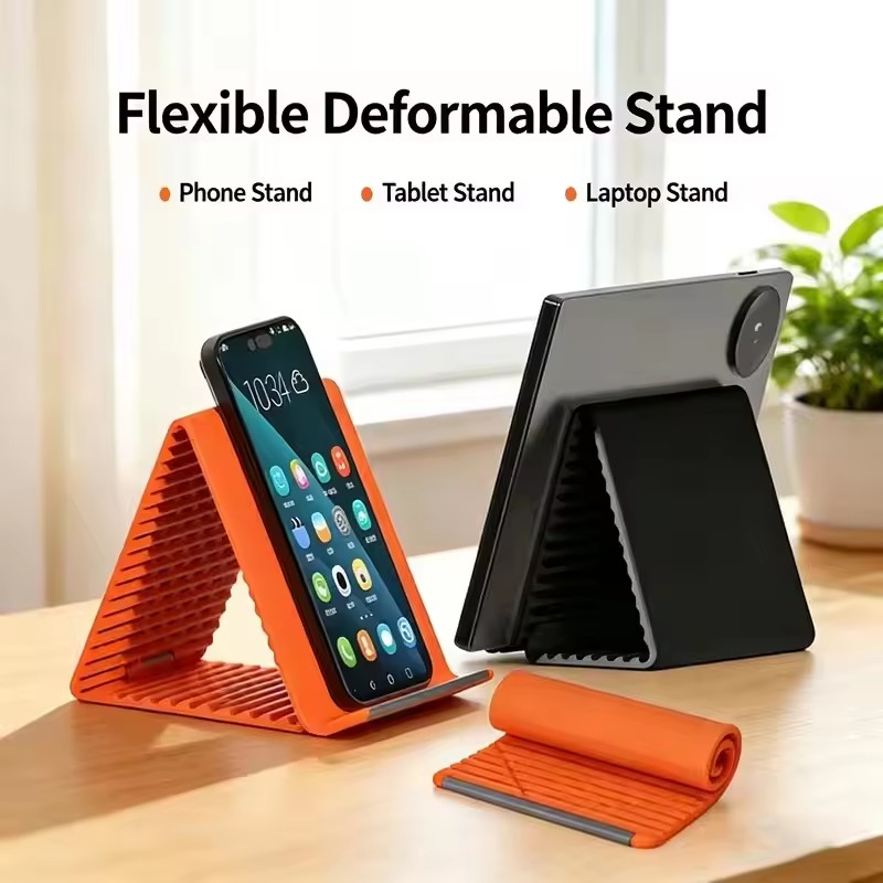 Accessories Laptop - ขาตั้งโทรศัพท์แบบพกพาซิลิโคนสำหรับวางบนโต๊ะ แท็บเล็ต แล็ปท็อป ดีไซน์สร้างสรรค์ ยืดหยุ่น พับได้