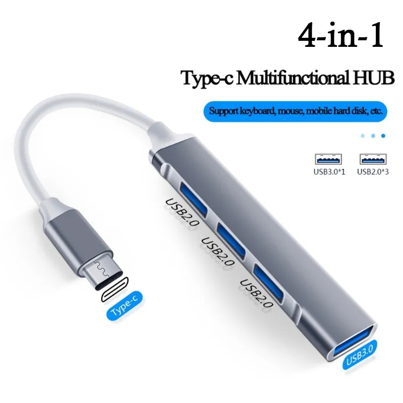 Laptop Accessories For Programmers - 4-in-1 USB C HUB 3.0 ประเภท