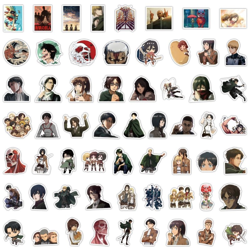 Laptop Editing Accessories - 60 ชิ้นสติกเกอร์อนิเมะ Attack on Titan น่ารักสวยงาม