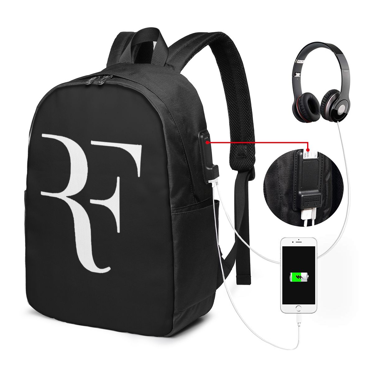 Laptop Original Accessories - โรเจอร์ เฟเดอเรอร์กระเป๋าเป้สะพายหลังกระเป๋าใส่โน๊ตบุ๊คสำหรับเดินทางคอมพิวเตอร์กระเป๋านักเรียนวิทยาลัยกระเป๋าใส่แล็ปท็อปกระเป๋าสะพายสำหรับผู้ชายผู้หญิง