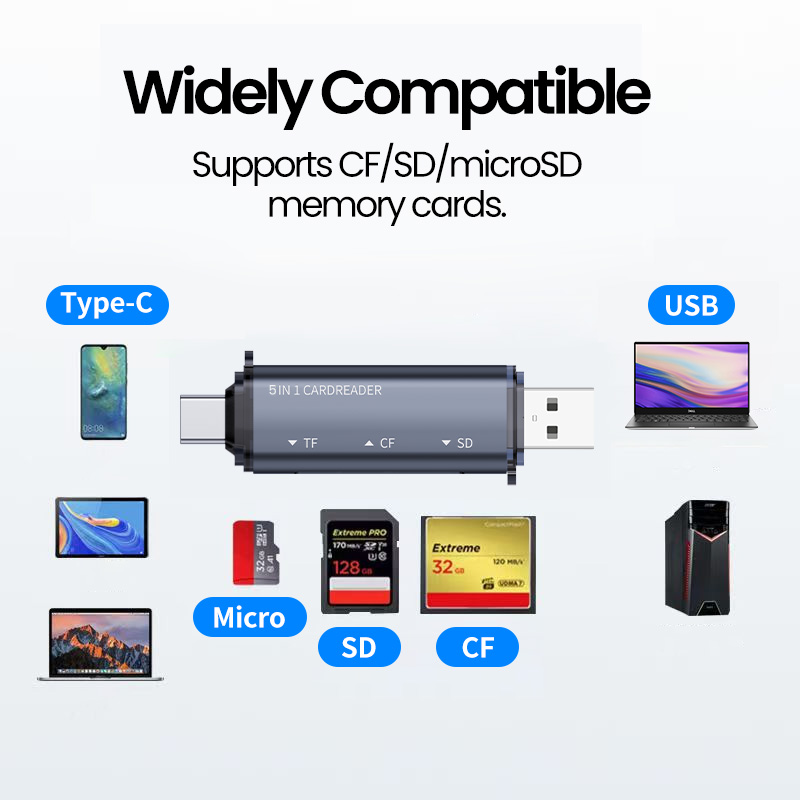 5 IN 1 USB Card Reader ประเภท  - Laptop Accessories For Programmers บทวิจารณ์และราคา