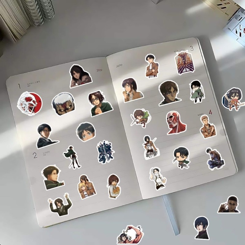60 ชิ้นสติกเกอร์อนิเมะ Attack  - Laptop Editing Accessories บทวิจารณ์และราคา